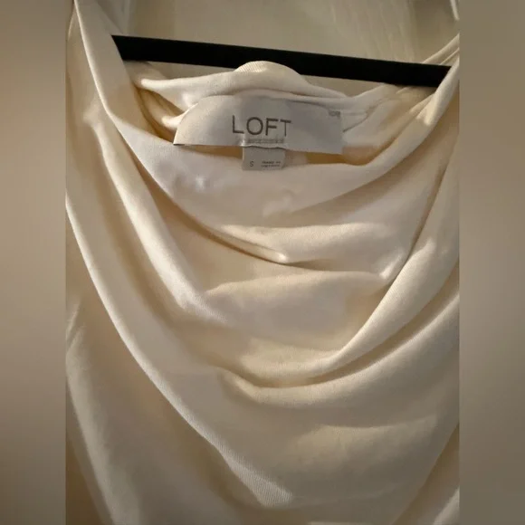 LOFT Cream Draped Neckline Top - Picture 2 of 2